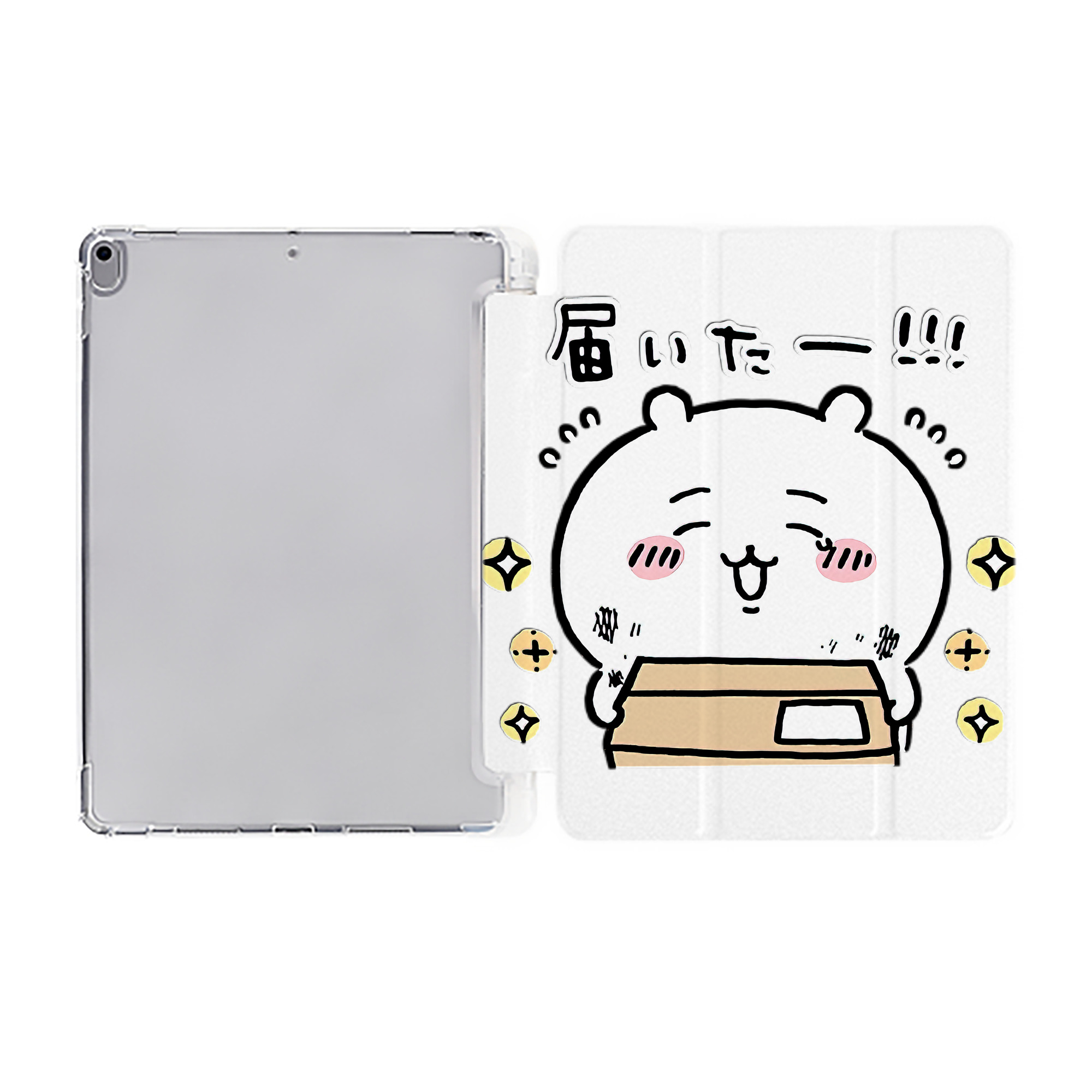 （画像用） ちいかわ ちいかわ Chii-kawa chiikawa IPad ケース ペン収納付き 三つ折りスタンド PUレザー×シリコン 対応機種9.5/10.5/10.9インチ
